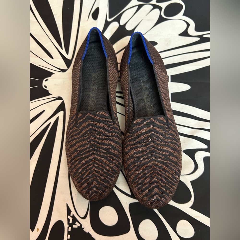 Rothy's “Twilight Metallic “ Brown & Black zebra Knit Flats size 6.5 - Picture 9 of 10
